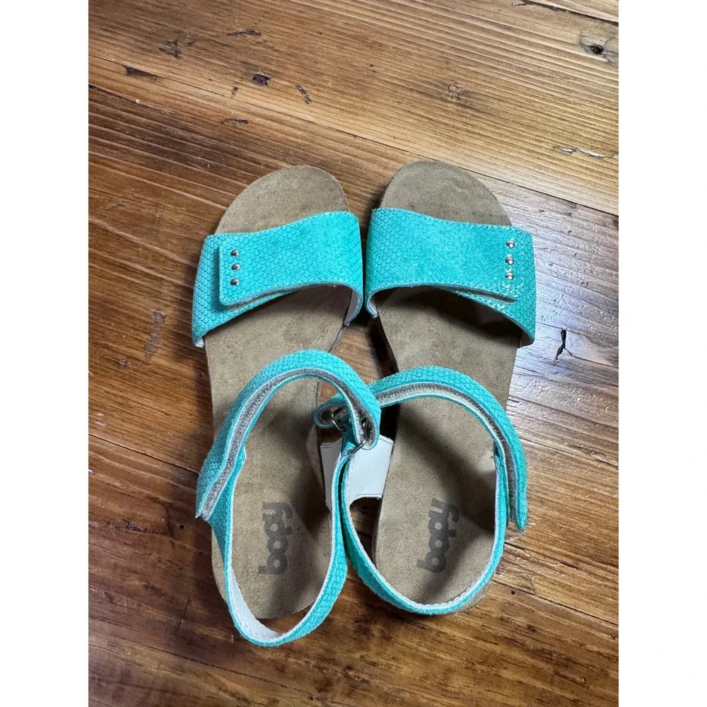 Bopy Seafoam Green‎ Leather Sandals EU 37 Youth 5 Adjustable Comfort Footbed